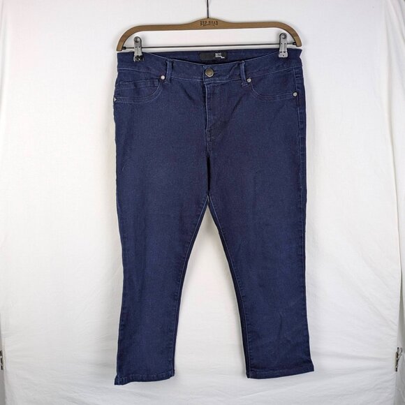 1822 Denim Dark Wash Cropped Skinny Jeans – Size 14, Super Stretch, Cute Stitchi - Picture 1 of 7
